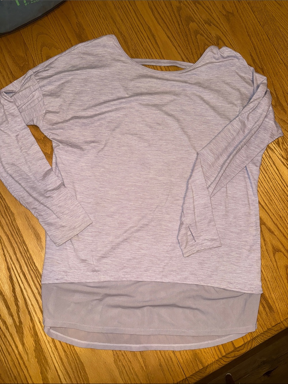 Danskin Now Light Lavender Long Sleeve Layered-Hem Top